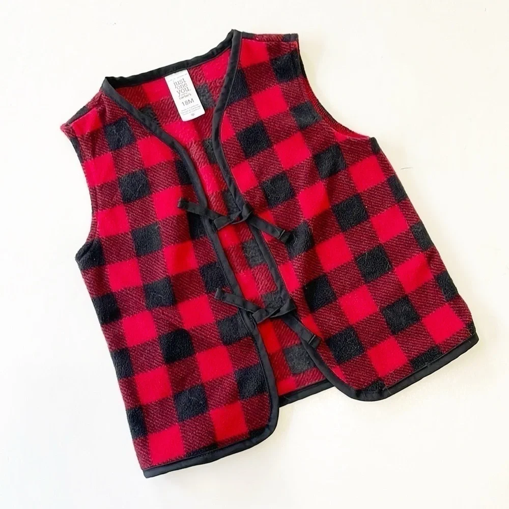 Carter's baby girls plaid fleece vest